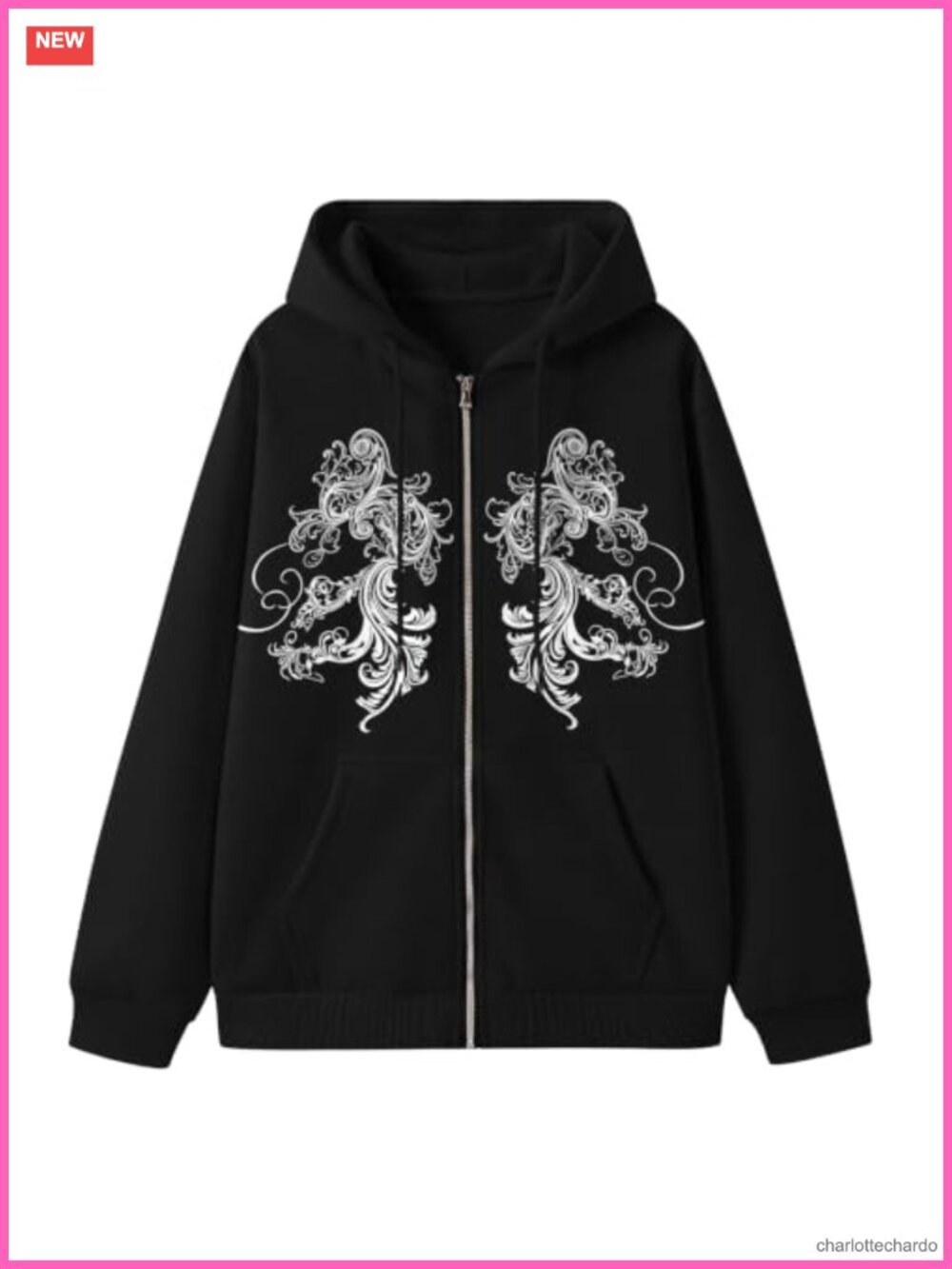 Women's Goth Zip Up Hoodie Oversized Grunge Y2K Punk Streetwear Sweatshirt